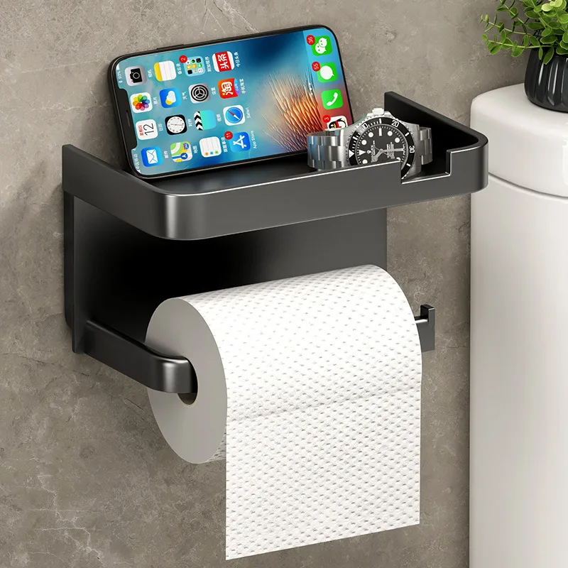 Toilet Paper Holder - ที่วางกระดาษชำระพลาสติก ชั้นวางของในห้องน้ำ ที่วางผ้าเช็ดตัว ที่วางขวดเครื่องปรุง ที่วางกระดาษม้วนติดผนังห้องน้ำ ที่วางโทรศัพท์