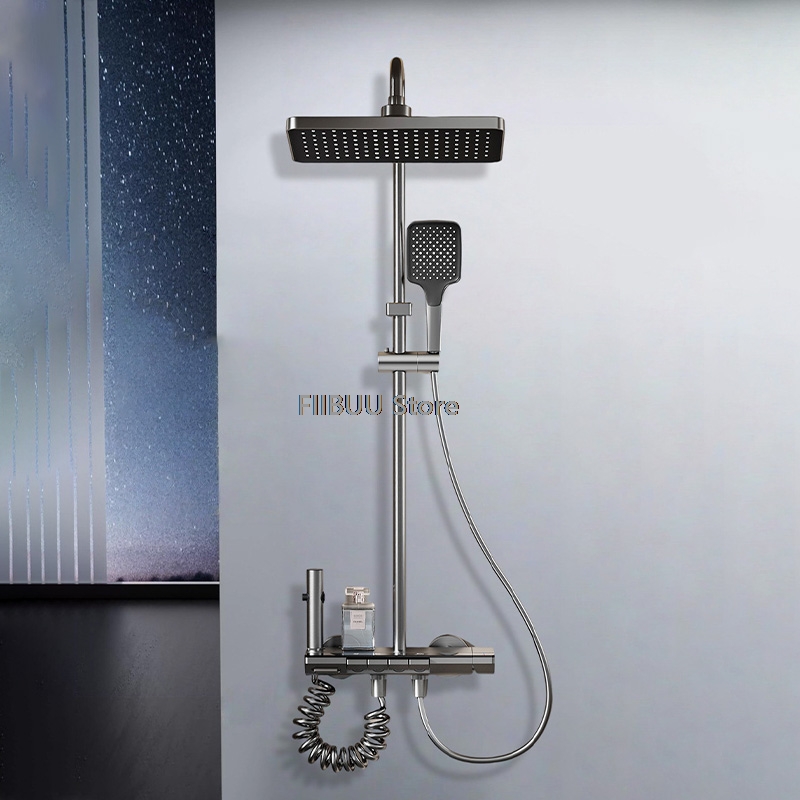Home Outlet Bathroom - ระบบฝักบัวพร้อมจอ LED แสดงผล ฝักบัวขนาดใหญ่ หัวฝักบัวแบบซ่อน พร้อมช่องน้ำตก