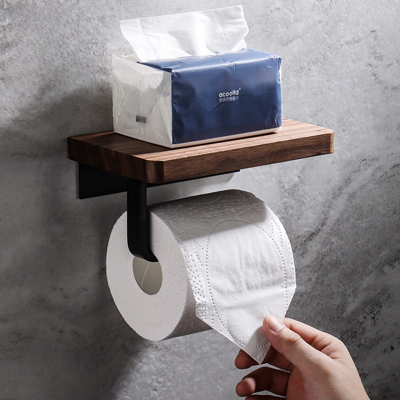Home Bathroom Paper Towel Dispenser - ที่ใส่กระดาษทิชชูไม้เนื้อแข็ง ไม่ต้องเจาะผนัง ที่แขวนกระดาษเช็ดมือแบบไม่ต้องเจาะ ที่ใส่กระดาษเช็ดปาก สำหรับห้องครัว ห้องน้ำ