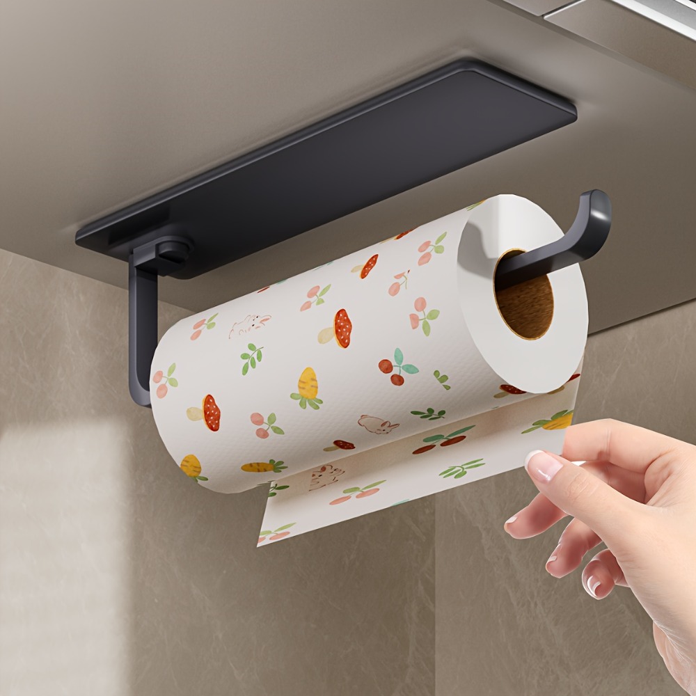 Home Bathroom Paper Towel Dispenser - ที่ใส่ผ้าเช็ดครัว 1 ชิ้น - ที่แขวนกระดาษเช็ดมือแบบแขวนที่สามารถวางใต้ตู้ได้ ออกแบบมาเพื่อประหยัดพื้นที่