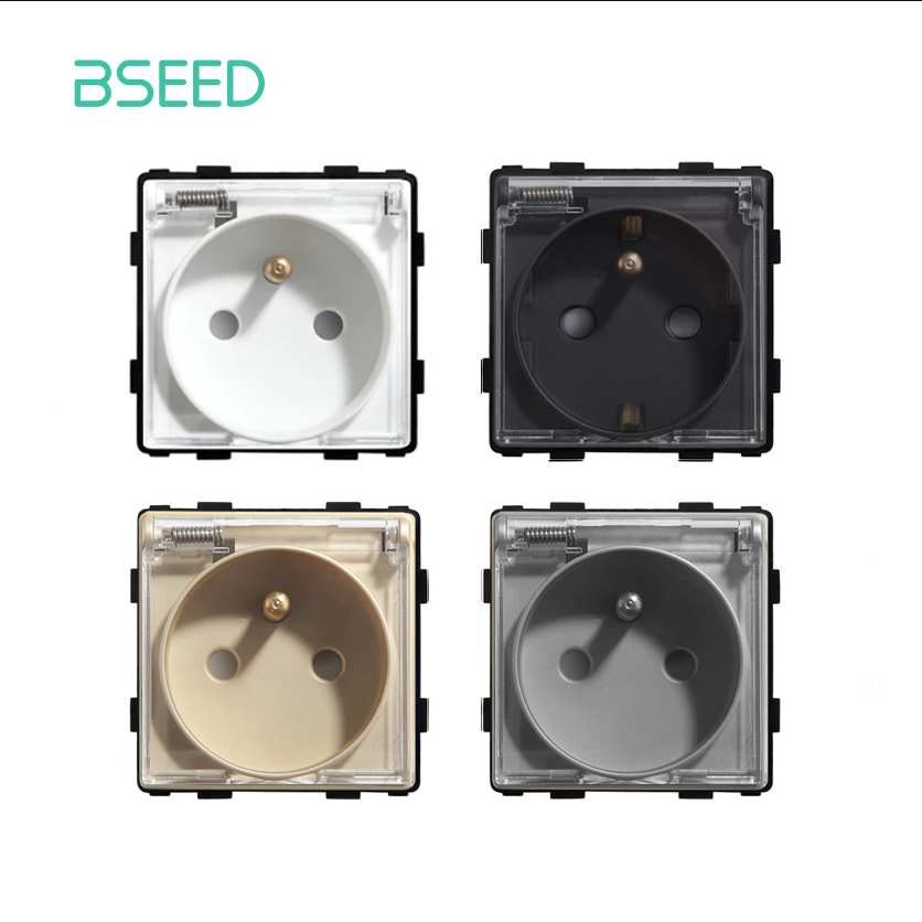 Home Outlet Bathroom - Bseed เสียบปลั๊กไฟฝรั่งเศสพร้อมฝาครอบพลาสติกฟังก์ชั่นรวมกันฟรีที่บ้านห้องน้ำเอาท์เล็ตกันน้ำ16A