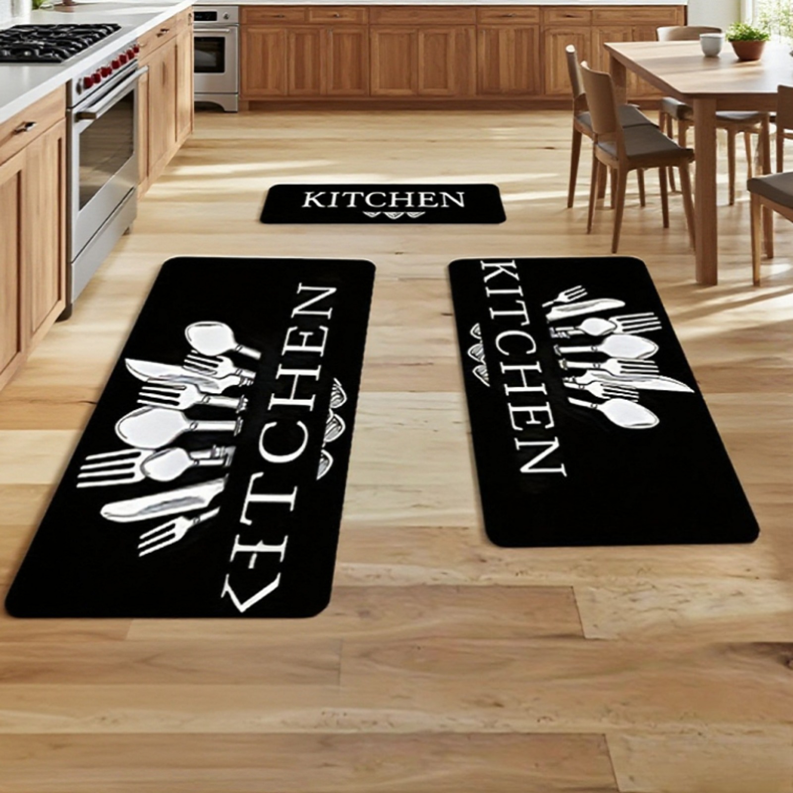 Home Bathroom Rugs - พรมขนยาวพิมพ์ลายกันลื่น—เหมาะสำหรับห้องครัว, พื้นที่รับประทานอาหาร, ห้องน้ำ (ดูดซับน้ำได้), ห้องสุขา และทางเข้าออก