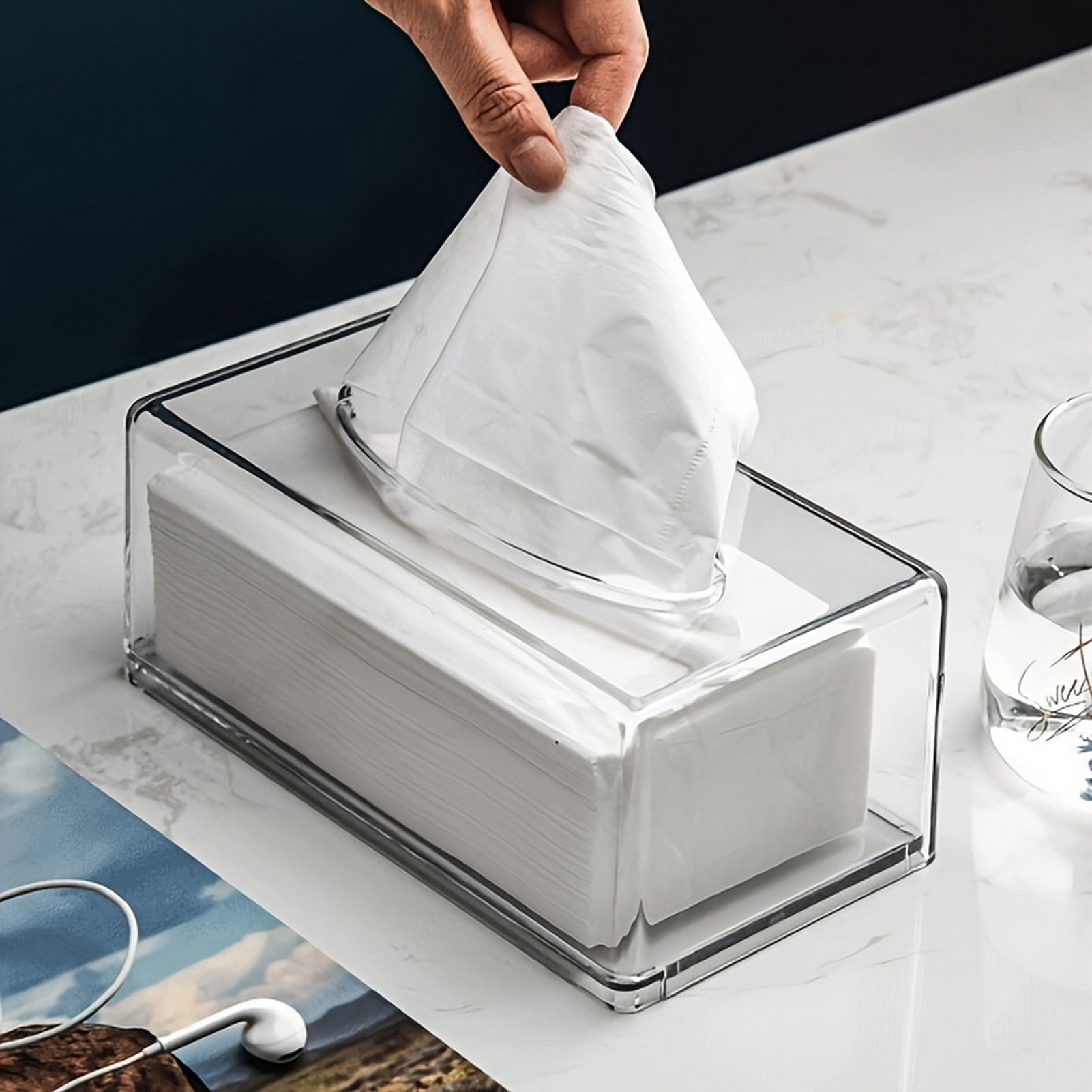 Home Bathroom Paper Towel Dispenser - กล่องใส่กระดาษทิชชู่สำหรับใช้ในบ้าน ประหยัดพื้นที่ ใช้ได้กับห้องน้ำ ห้องนอน ห้องครัว วางบนโต๊ะได้