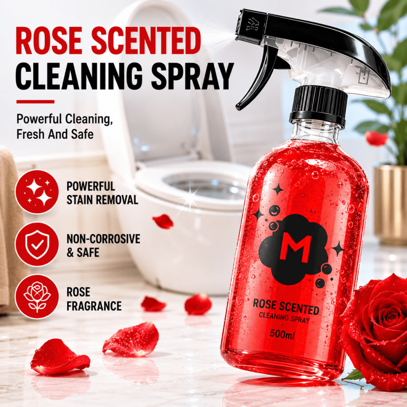 Home Bathroom Cleaning Solution - น้ำยาทำความสะอาดห้องน้ำ กลิ่นกุหลาบ ขจัดคราบ ใช้งานง่าย เป็นมิตรต่อสิ่งแวดล้อม ออกฤทธิ์เร็ว
