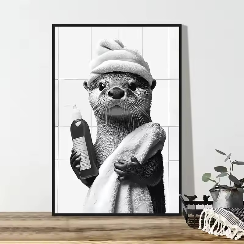 ห้องน้ำสัตว์กระดาษชำระภาพวาดผ้ - Home Bathroom Wallpaper บทวิจารณ์และราคา