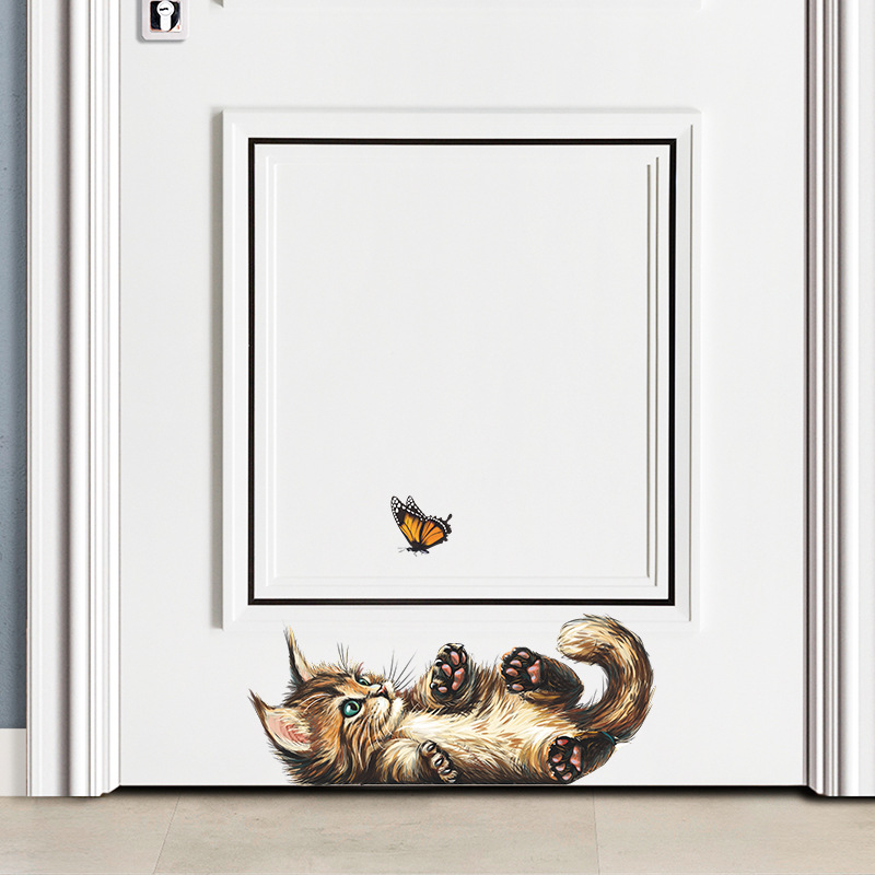 T15 # น่ารักลูกแมวผีเสื้อเล่นส - Home Bathroom Wallpaper บทวิจารณ์และราคา