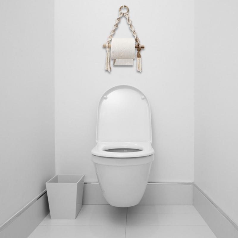 ที่ยึดกระดาษไม้ทอมือแขวนผนังสไ - Home Bathroom Paper Towel Dispenser บทวิจารณ์และราคา