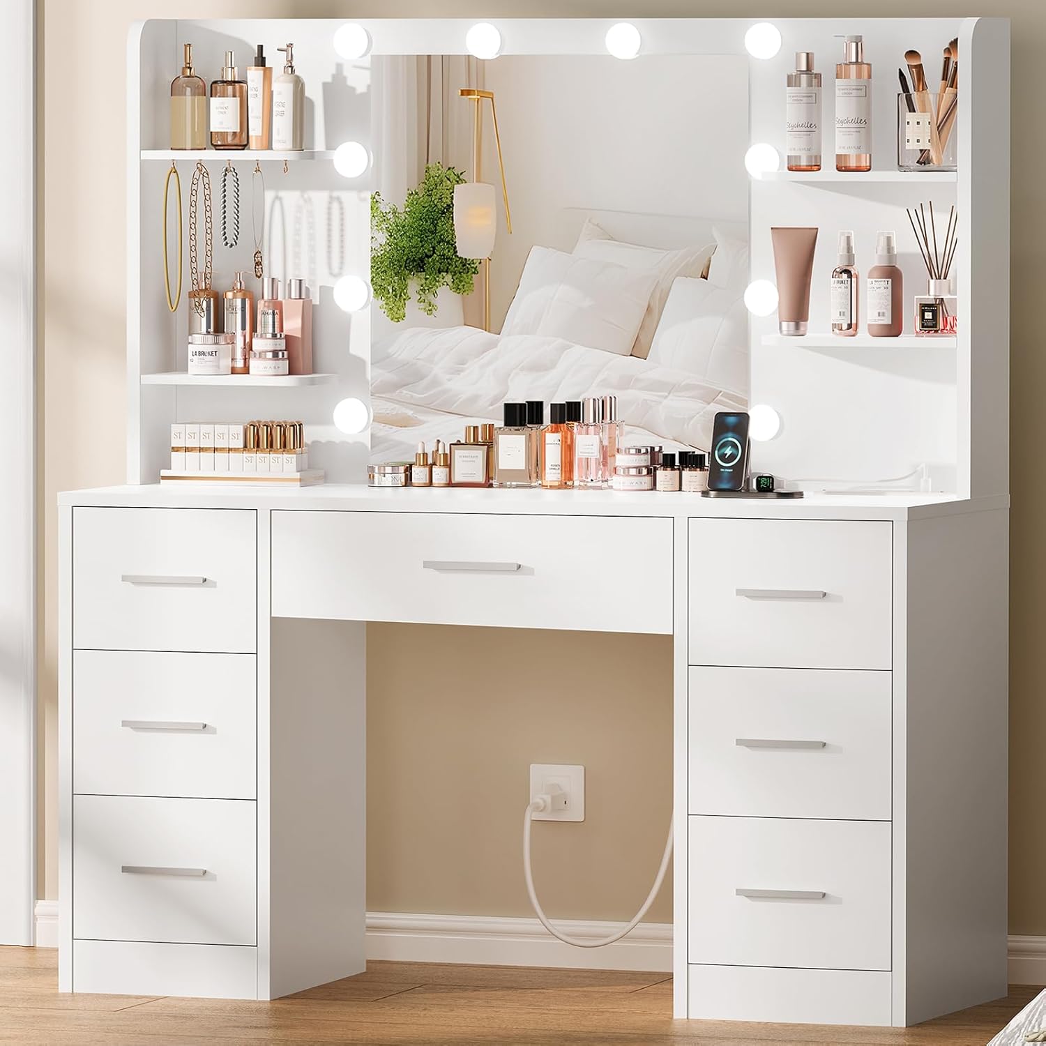 โต๊ะเครื่องแป้งขนาดใหญ่พร้อมกร - Home Outlet Bathroom Mirrors บทวิจารณ์และราคา