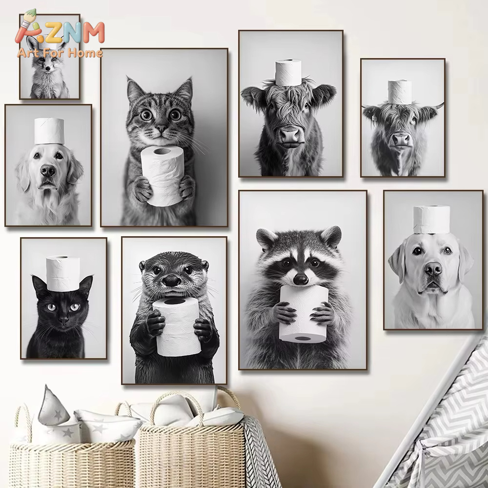 1 ชิ้น, โปสเตอร์ภาพพิมพ์บนผ้าใ - Home Bathroom Wallpaper บทวิจารณ์และราคา