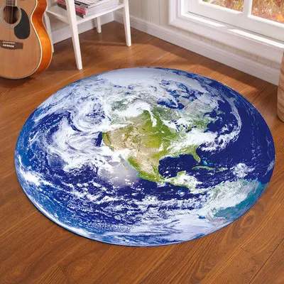 Galaxy Earth Moon พรมกลมสําหรั - Home Bathroom Rugs บทวิจารณ์และราคา